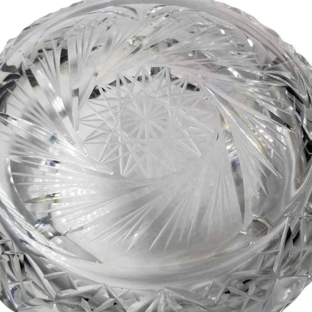 Boeheim Cut Crystal Heavy Ashtray Pinwheel Design RTL Czechoslovakia - Picture 7 of 12